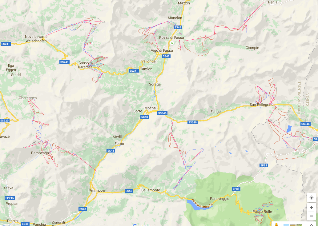 Die Landkarte mit der &Uuml;bersicht der Skigebiete